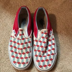 Checkered red and blue vans size 9
